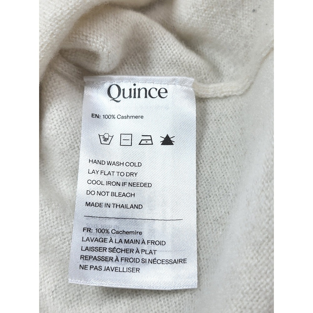 Quince Mongolian Cashmere Tee Ivory Short Sleeve Crew Neck Sweater Large Office - Picture 7 of 9